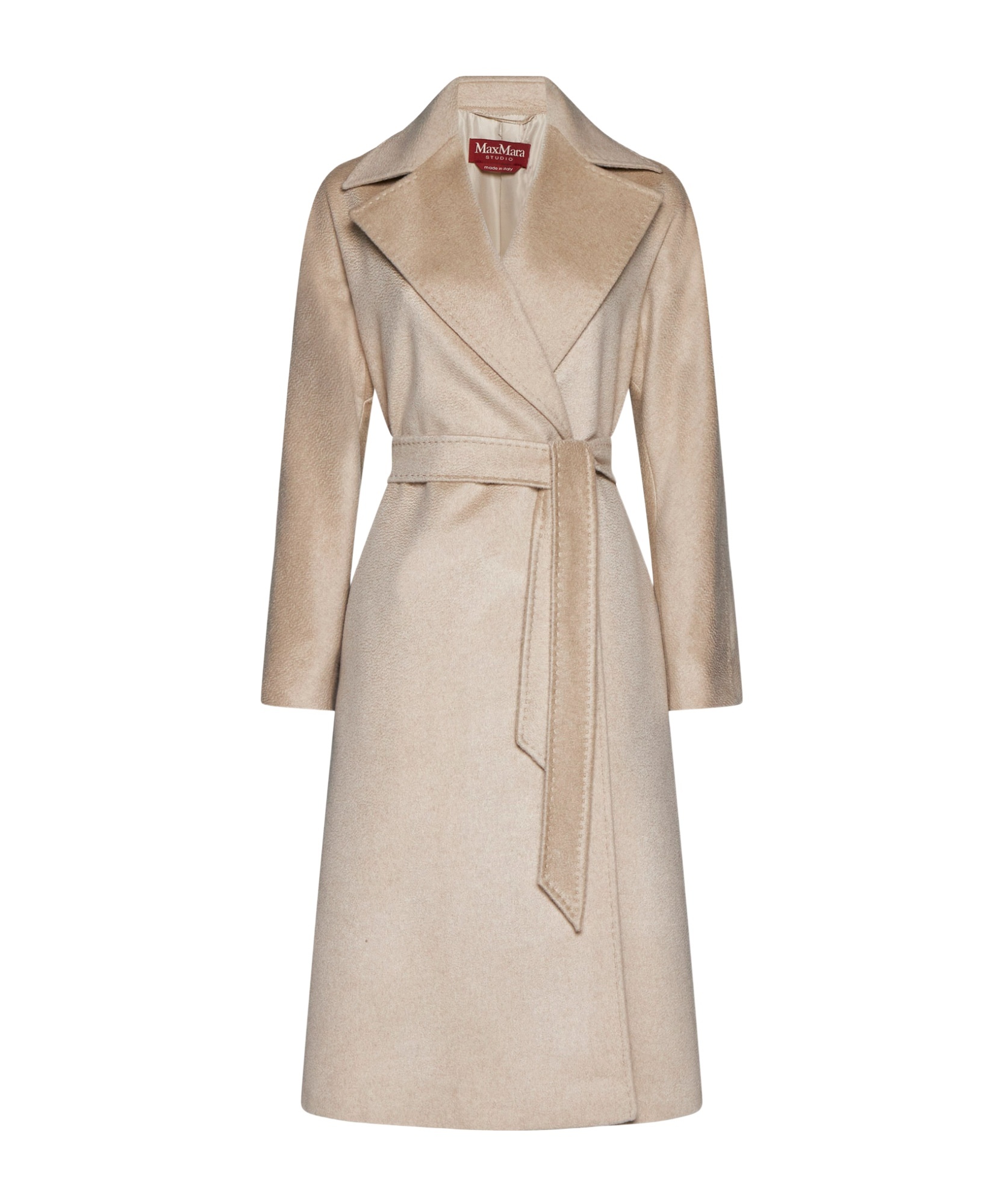 Max Mara Long-sleeved Cashmere Coat In Nude