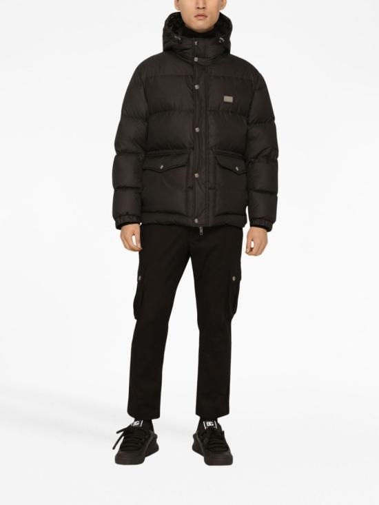 Dolce & Gabbana Puffy Black Coat With High Collar In Black