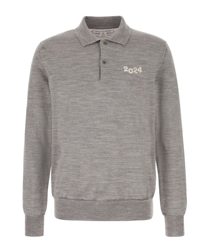 Comme Des Garçons Long-sleeved Polo Shirt In Gray