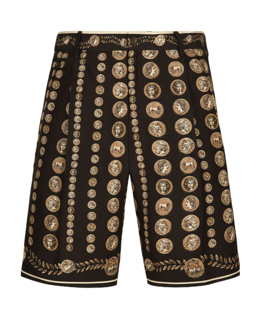 Dolce & Gabbana Motif-print Bermuda Shorts In Black