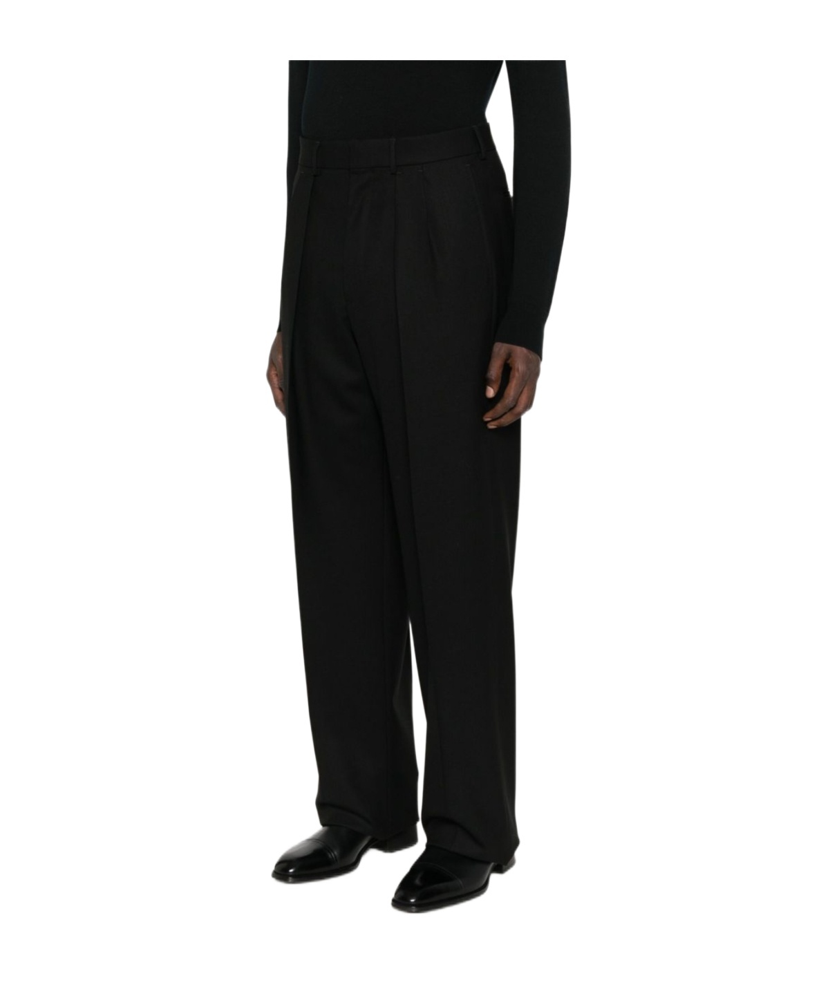 Tom Ford High Twist Broken Twill Double Pleat Trousers In Black