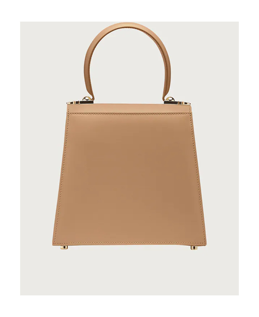 Ferragamo Logo Gold Button Handbag In Brown