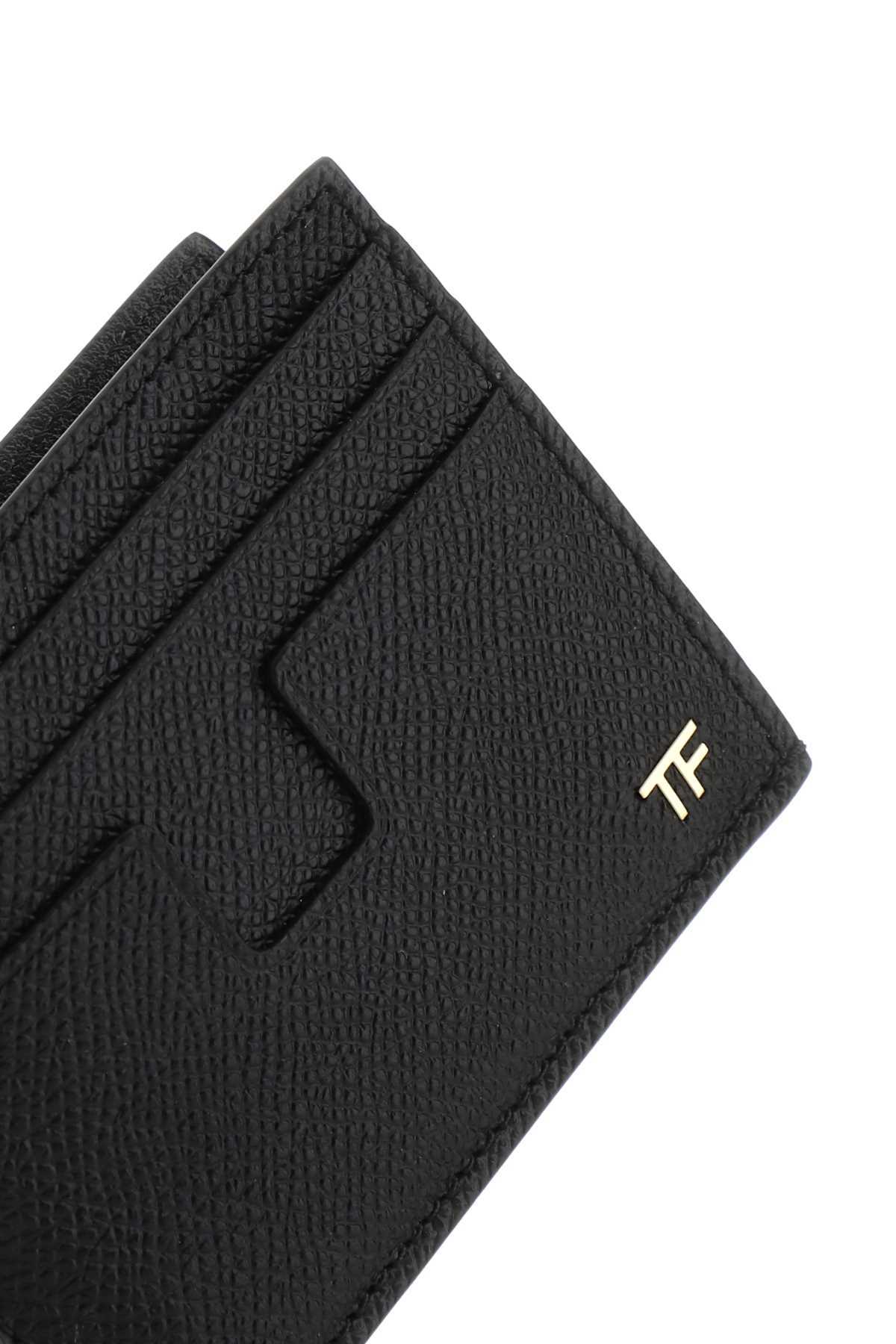 Tom Ford Logo-plaque Leather Cardholder In Black