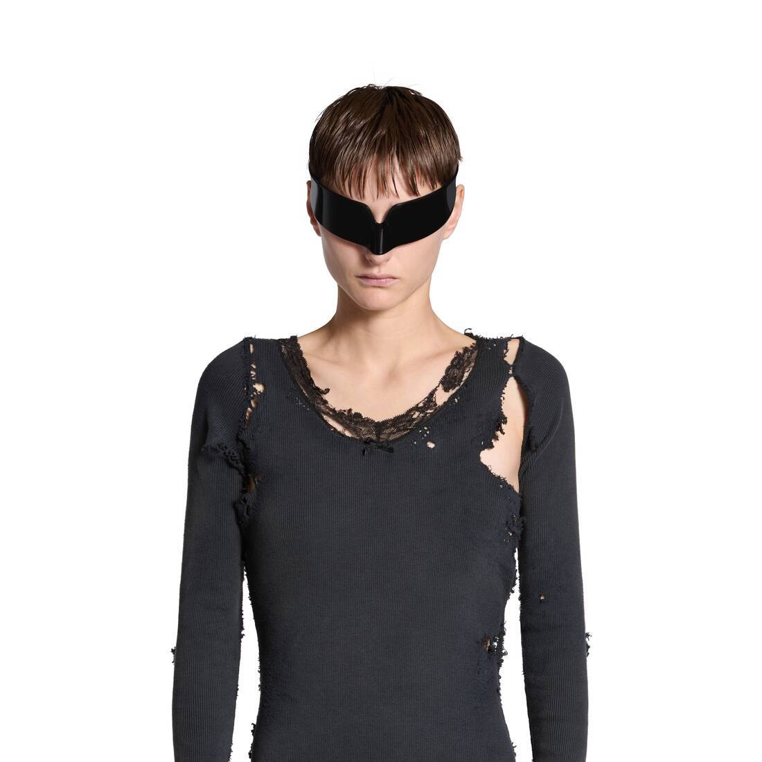 Balenciaga Lingerie Distressed-cotton Maxi Dress In Black
