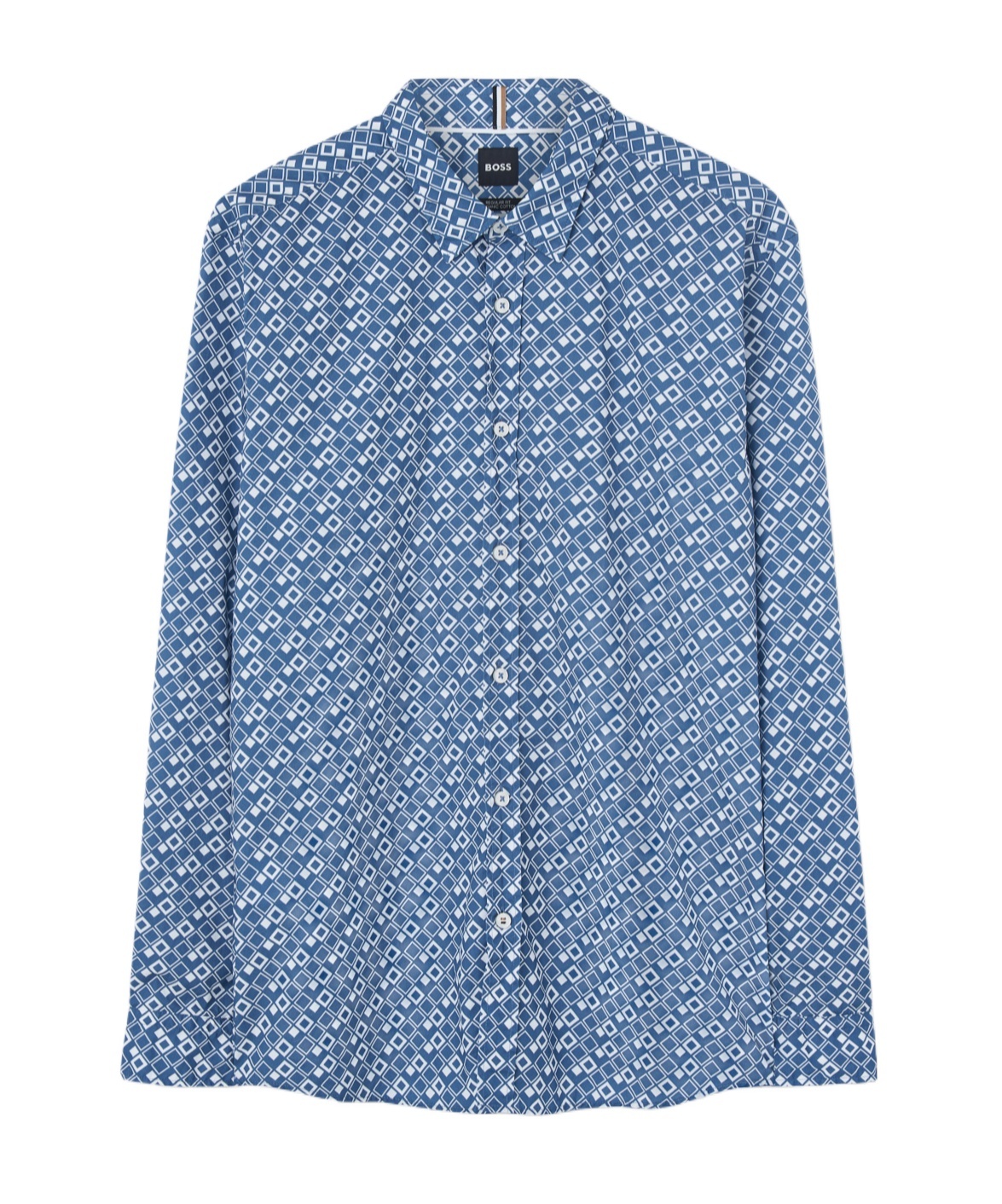 Hugo Boss Liam Geometric-pattern Shirt In Blue