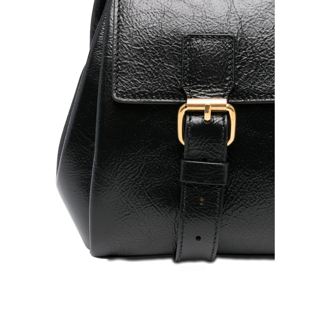 Dries Van Noten Buckle-fastening Leather Shoulder Bag In Black