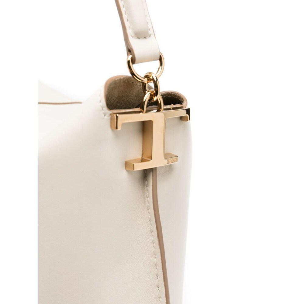 Tod's Small T Case Leather Tote Bag In White