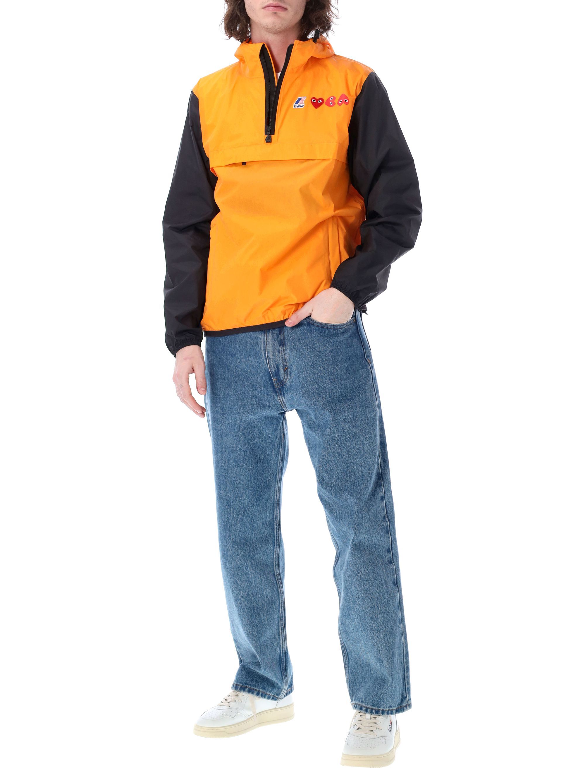 Comme Des Garçons Play Block Design Hoodie Drawstring Hem In Multicolor