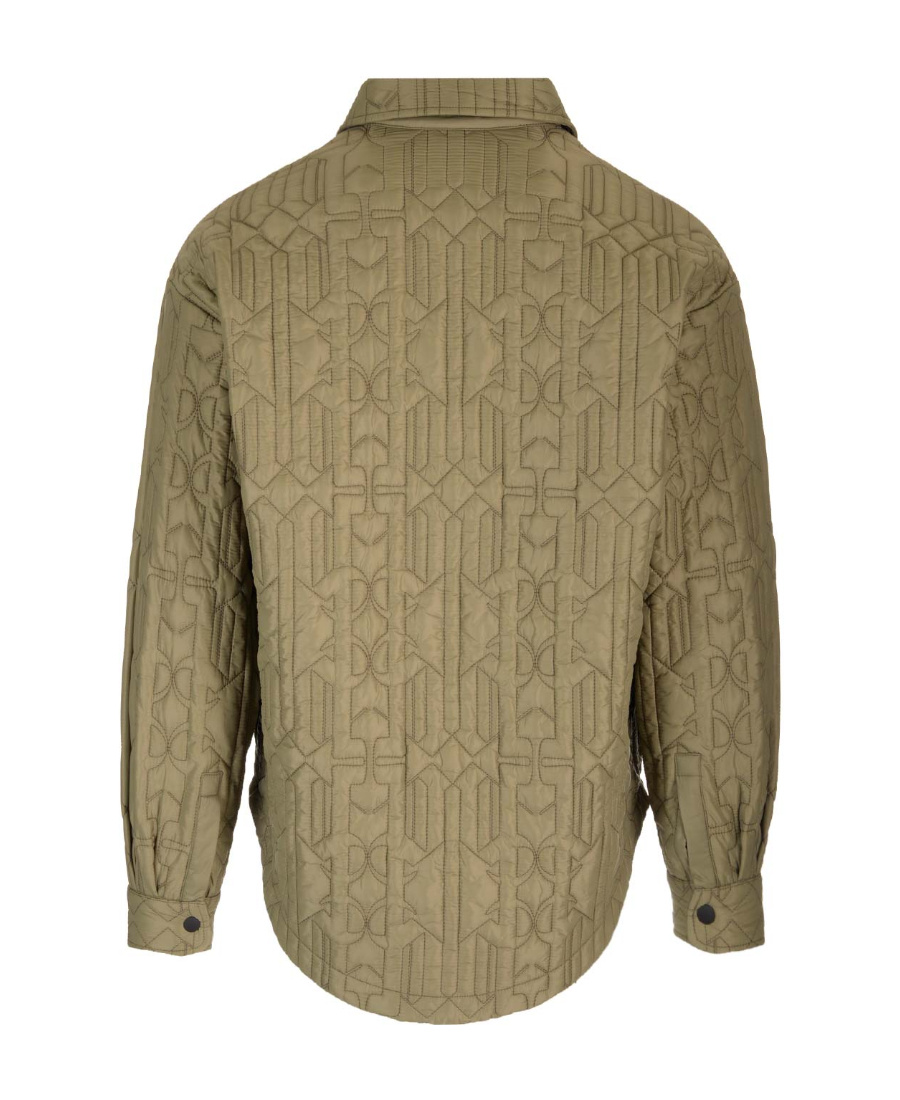 Palm Angels Monogram Quilted Nylon Overshirt In Green