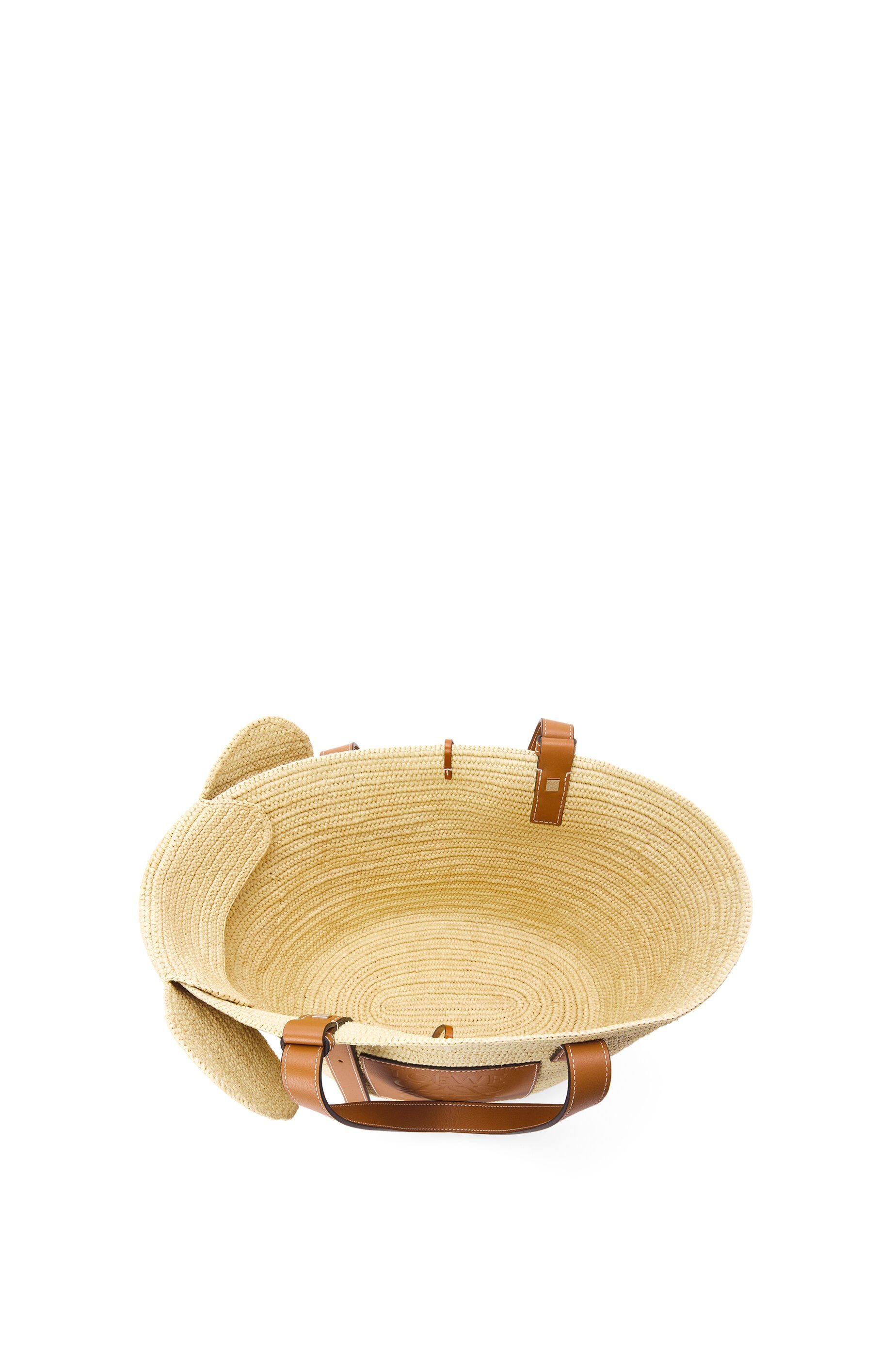 Loewe Elephant Basket Bag In Raffia And Calfskin