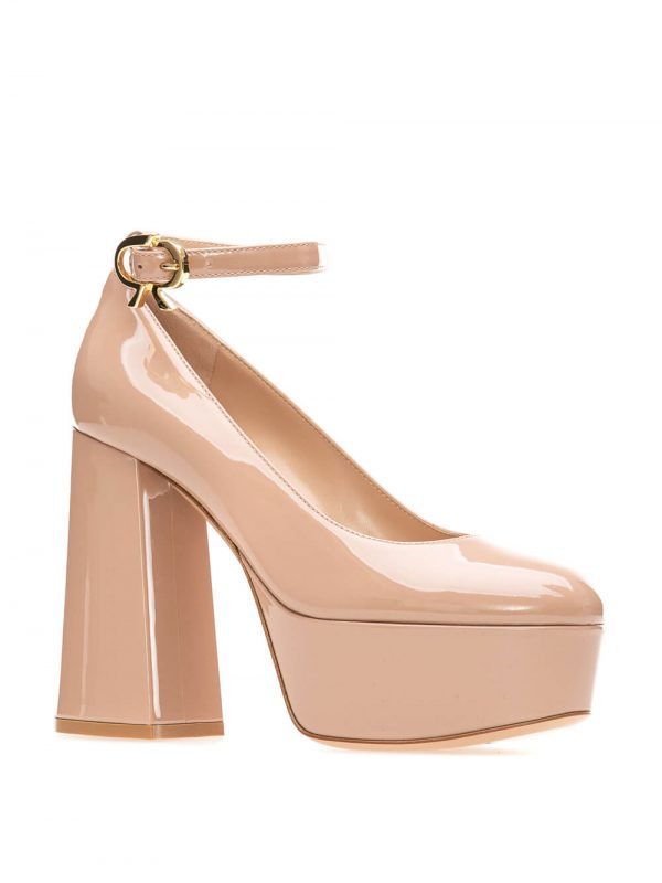 Shop Gianvito Rossi Logo High Heels In Nude