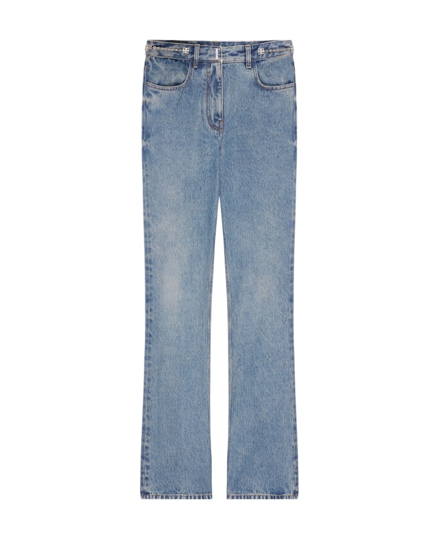 Givenchy Boot Cut Pants In Denim With Chain Details In Blue