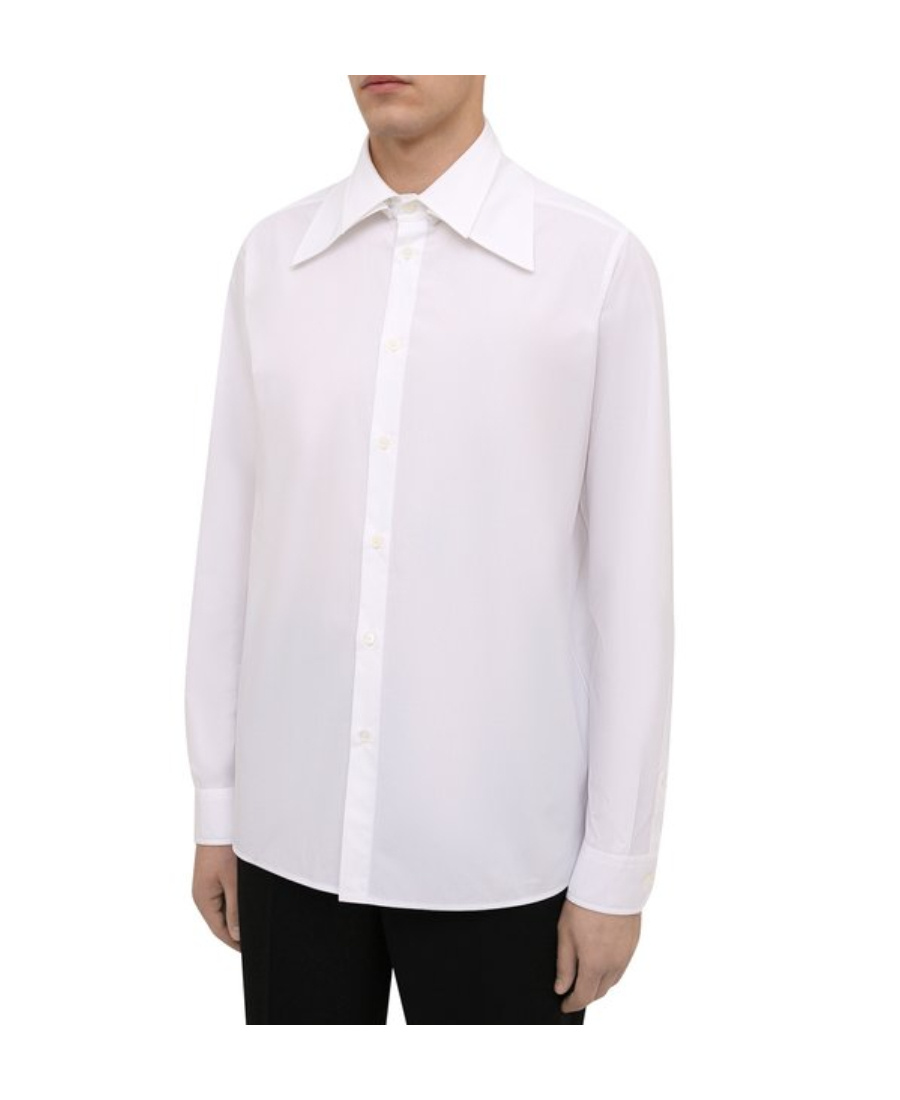 Valentino Poplin Cotton Shirt With Hidden Buttoning In White