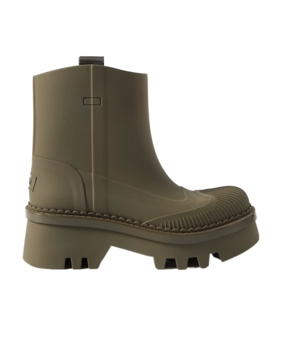 Chloé Elegant Grape Leaf Rain Boots With 5.5 Cm Heel In Brown