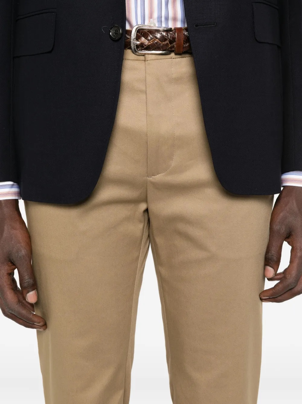 Etro Raw-edge Cotton Trousers In Brown