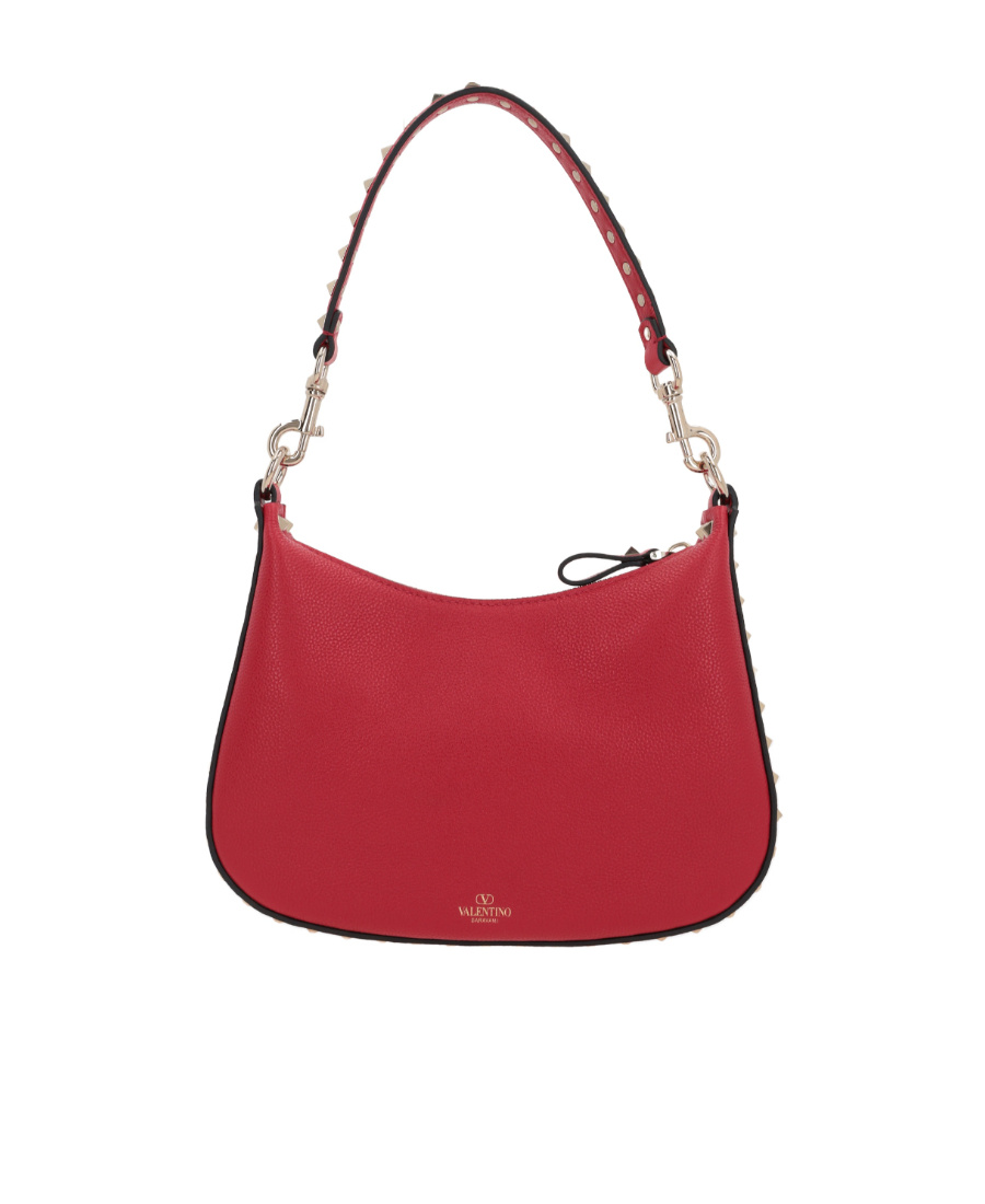 Valentino Small Rockstud Leather Shoulder Bag In Red
