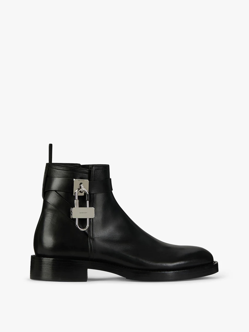 Shop Givenchy Padlock Boots In Leather In Black