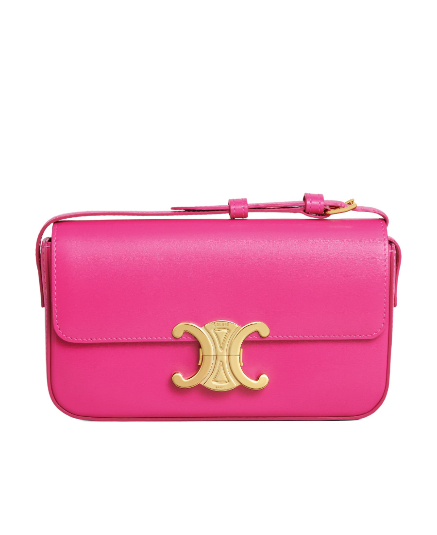 Celine Triomphe Logo Shoulder Bag In Pink