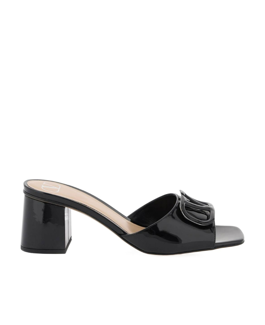 Valentino Vlogo Signature High-shine Leather Sandals In Black