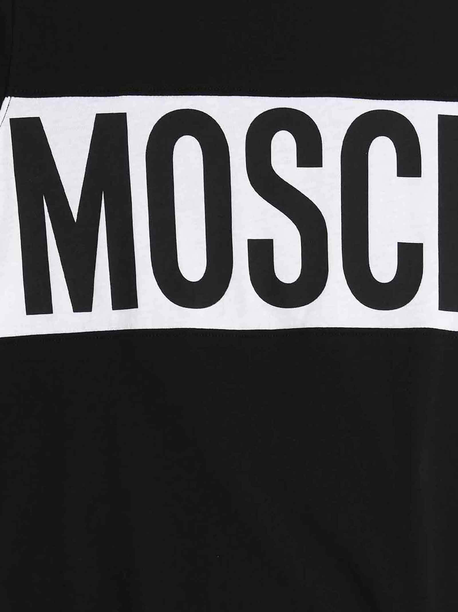 Moschino Black Logo Panel T-shirt In Black