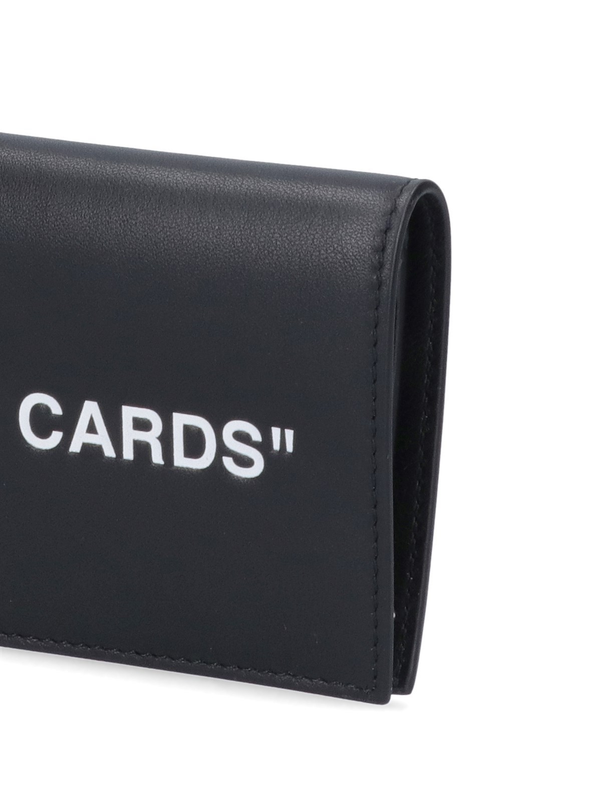 Off-white Slogan Leather Card Holder In Black