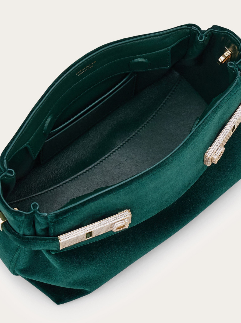 Ferragamo Hug Soft Crossbody Bag (xs) In Green