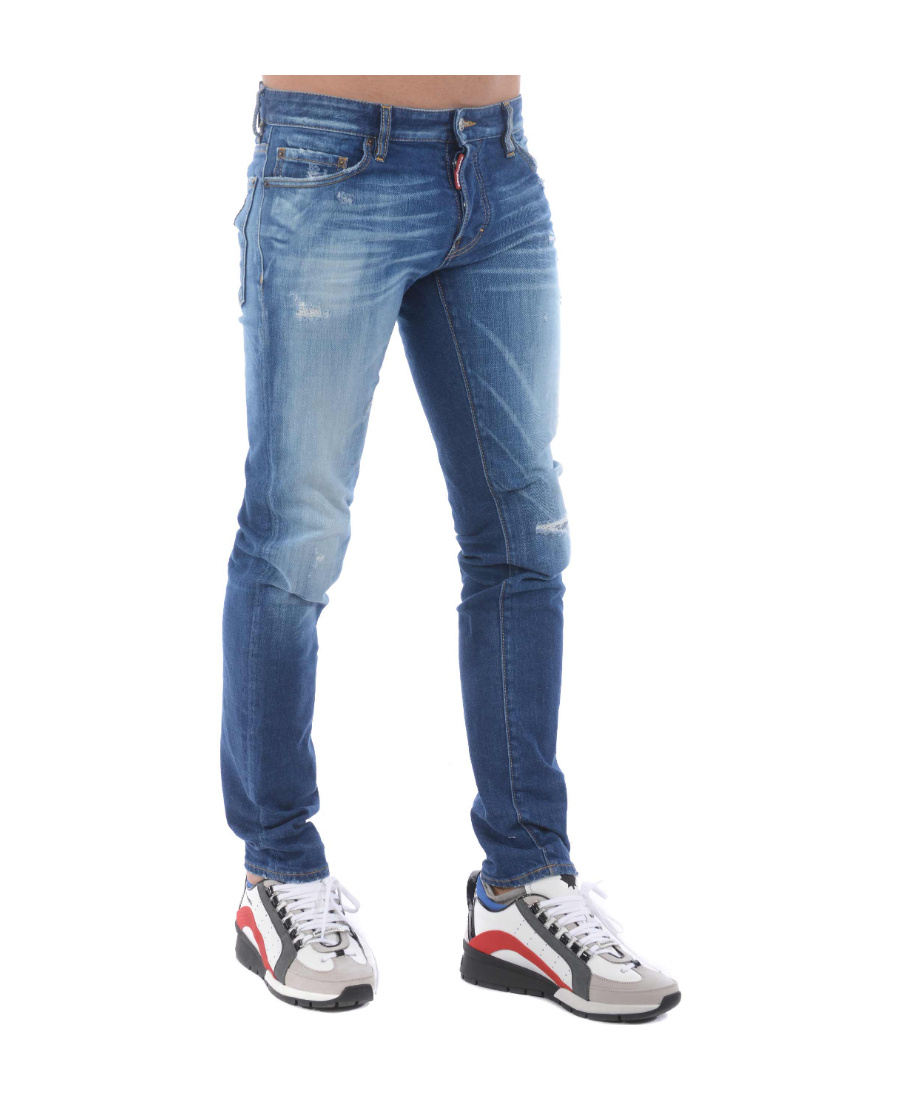 Dsquared2 Distressed Stonewashed Jeans In Blue