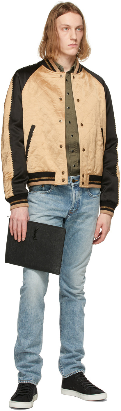 Saint Laurent Monogram Zip Pouch In Black