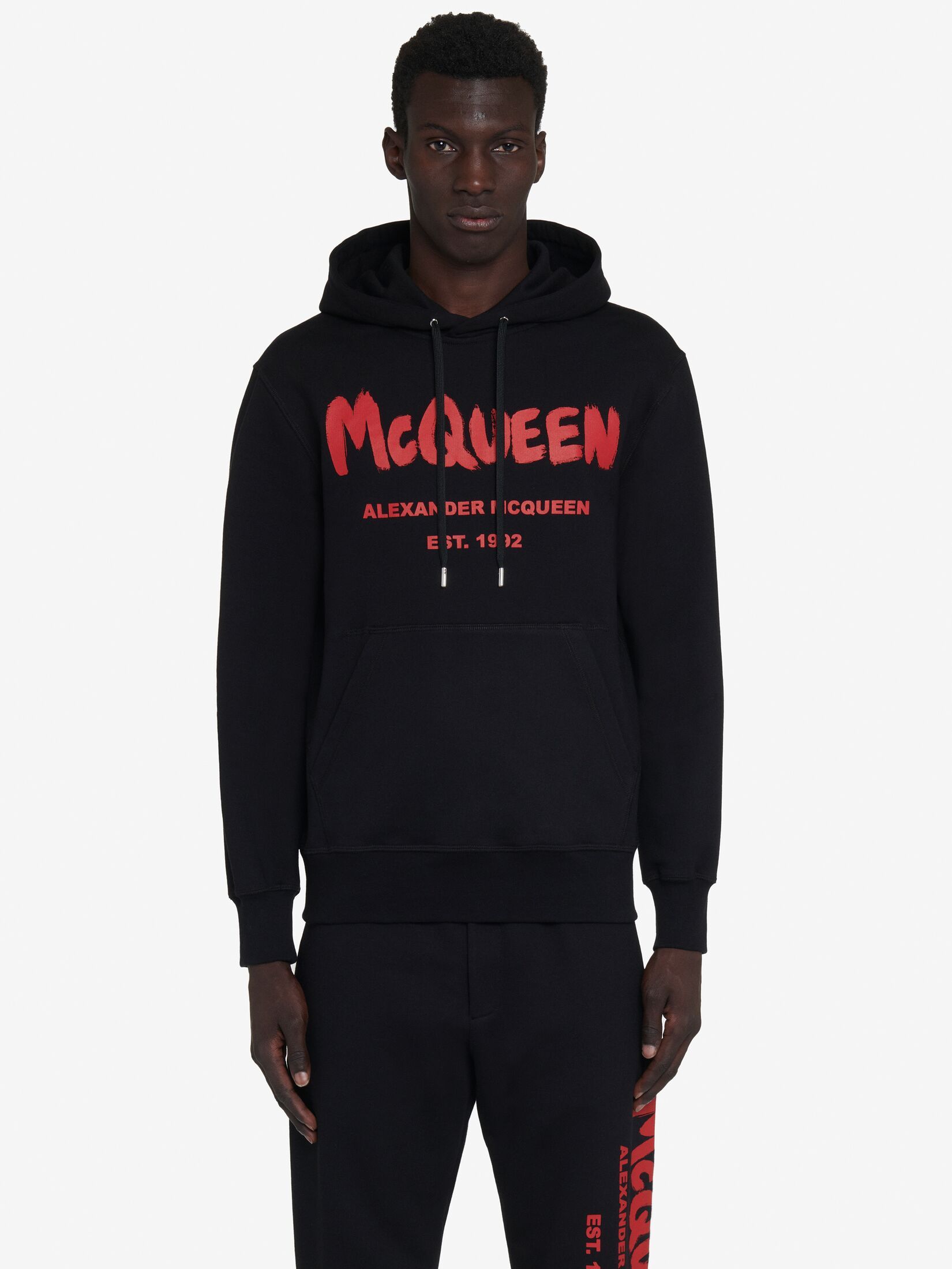 Alexander Mcqueen Graffiti Hoodie In Black
