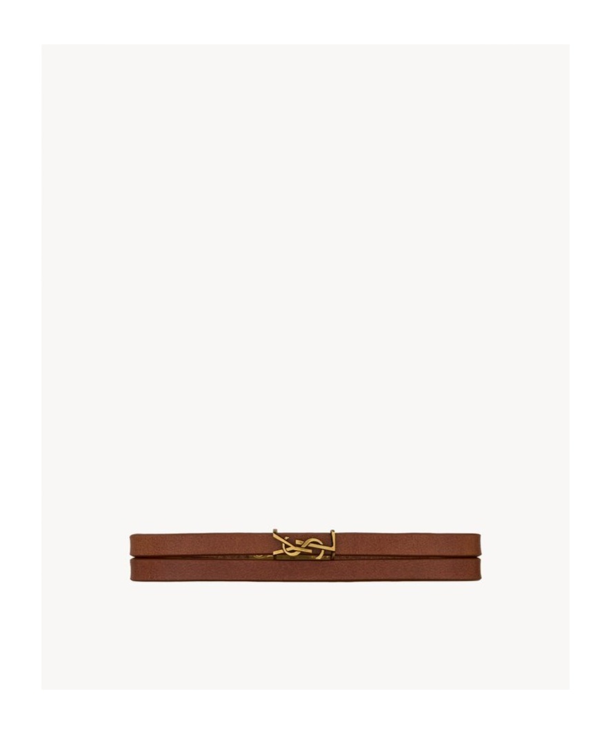 Saint Laurent Thin Double Loop Bracelet In Yellow