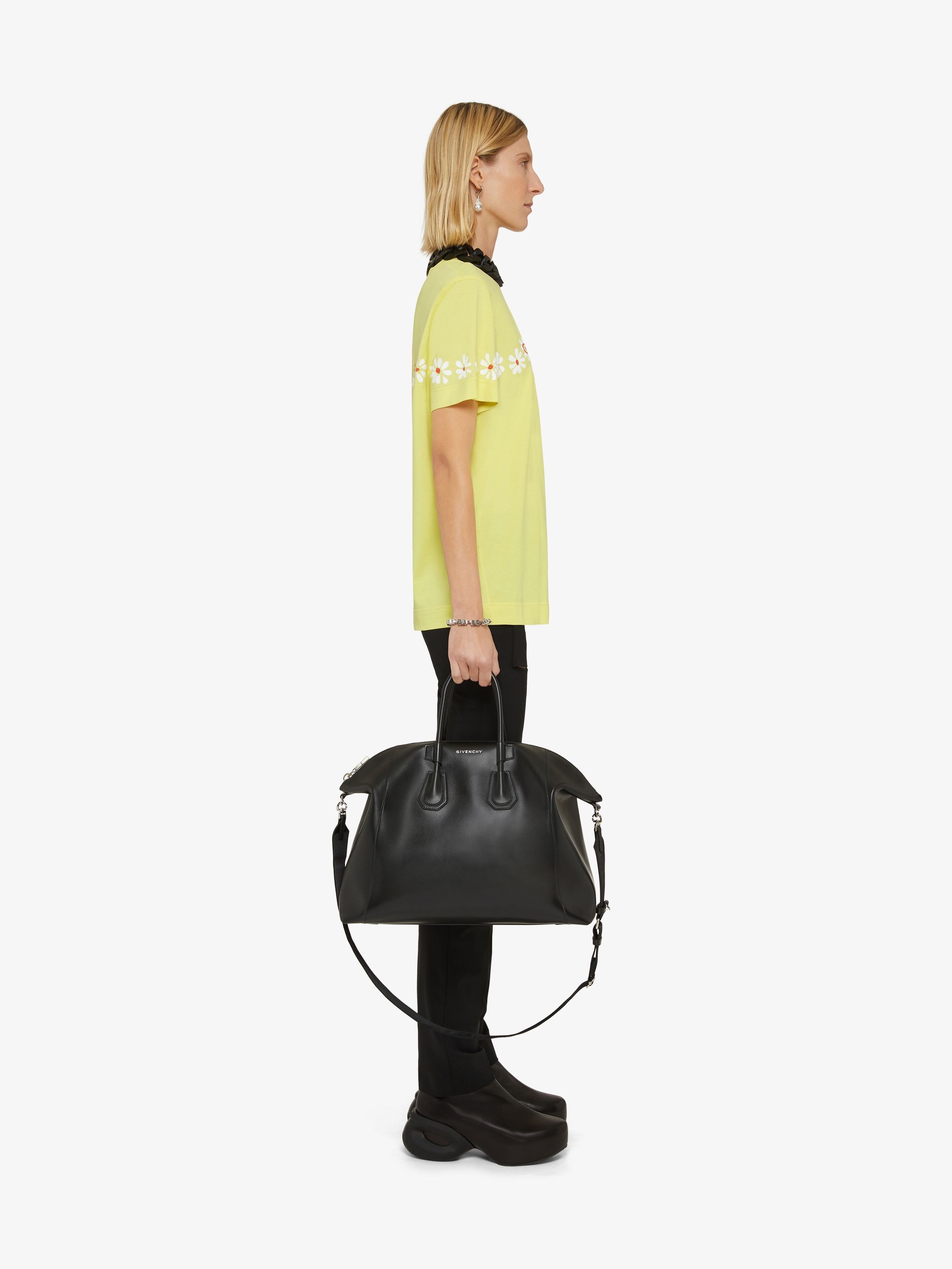 Givenchy T-shirt In Jersey With Stencil Effect Reverse Print In Acid Yellow