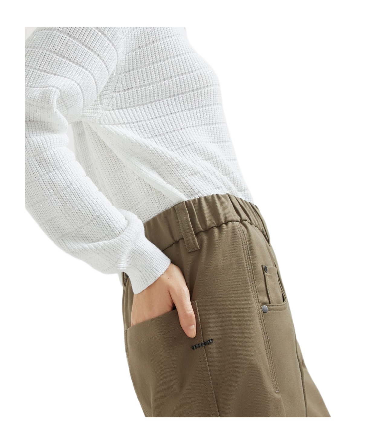 Brunello Cucinelli Elastic Waist Casual Pants In Green