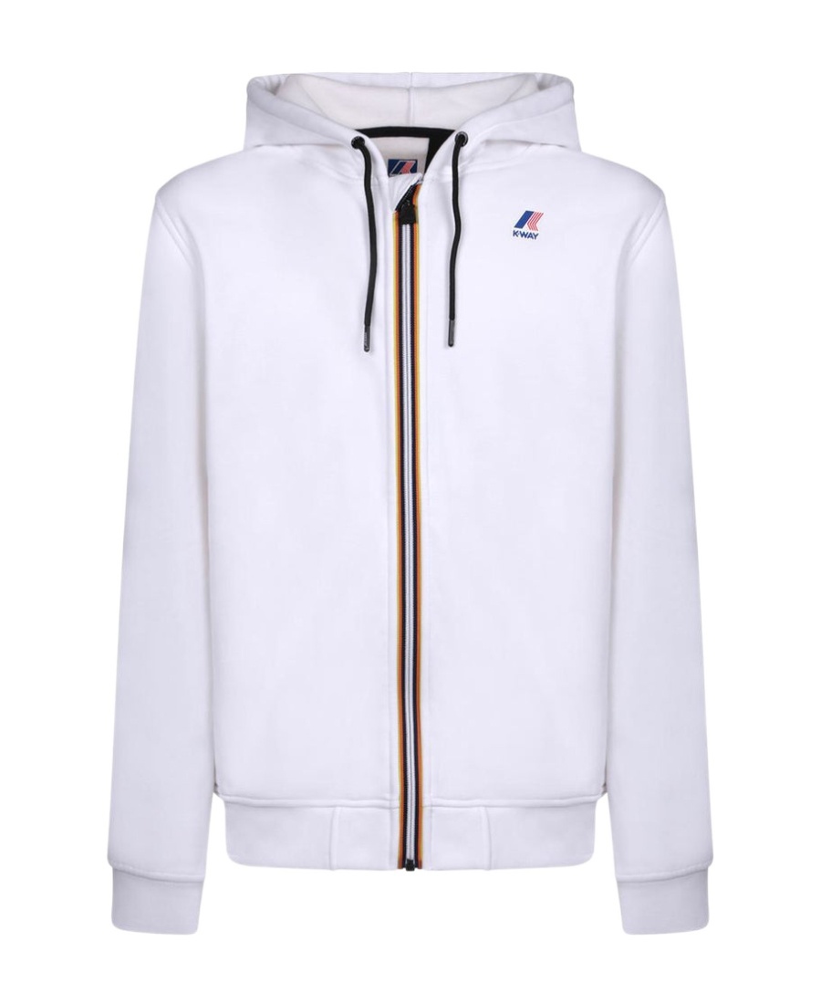 Shop K-way Logo-print Zip-up Hoodie In White