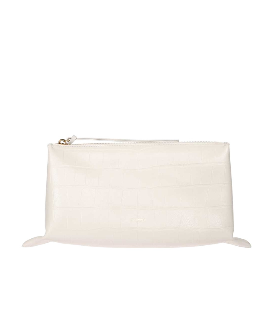 Jil Sander Leather Crossbody Bag In White