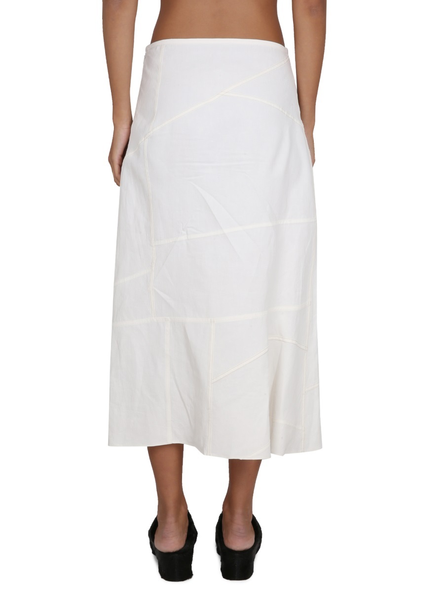 Jil Sander Flared Panelled Midi Skirt In White