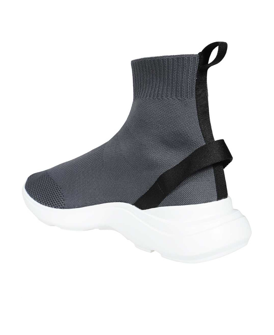 Shop Dsquared2 Logo Printed Almond Toe Sneakers In Gray