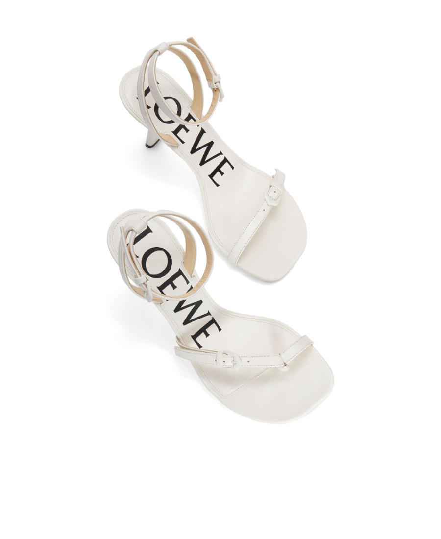 Loewe Petal Stiletto Sandal In Lambskin In White