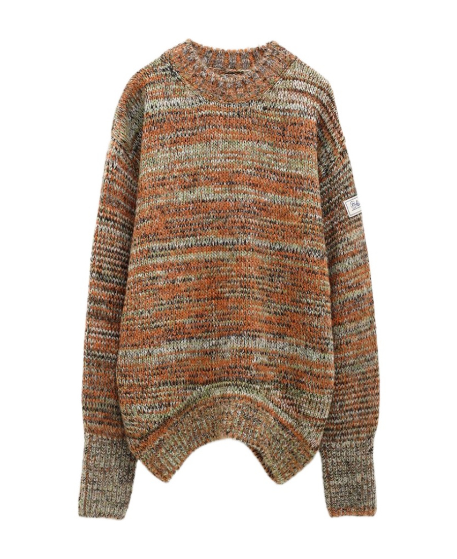 Ader Error Striped Round Neck Knitted Sweater In Brown
