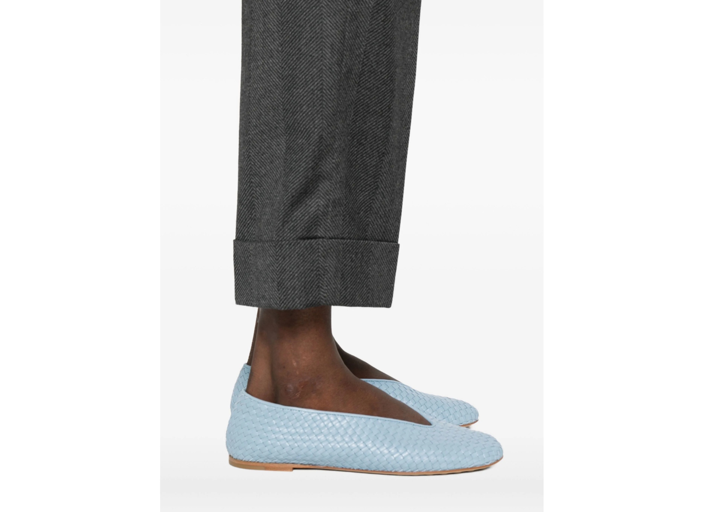 Peserico Herringbone Cuffed Trousers In Multi