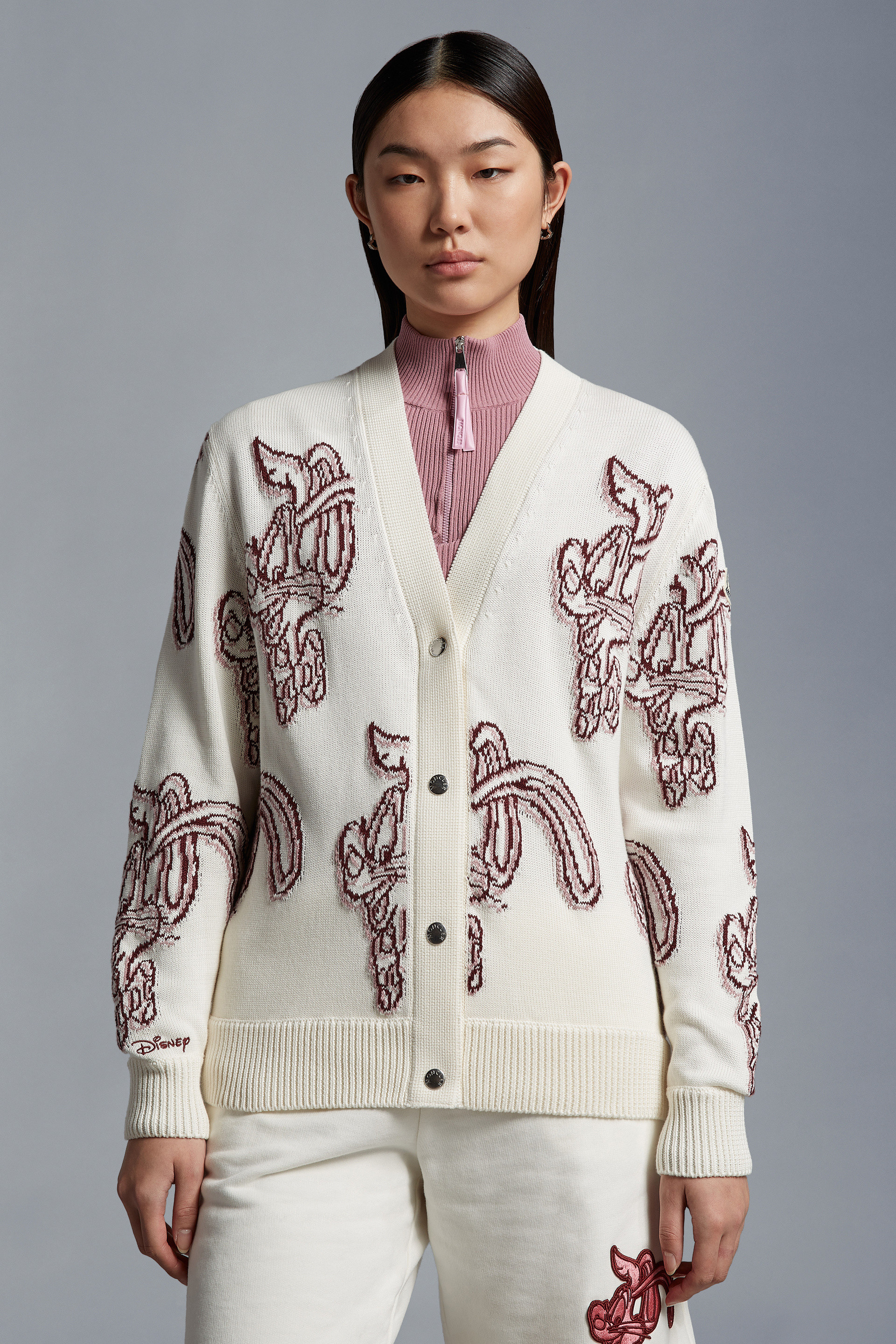 Moncler Roger Rabbit-intarsia Cotton Cardigan In White