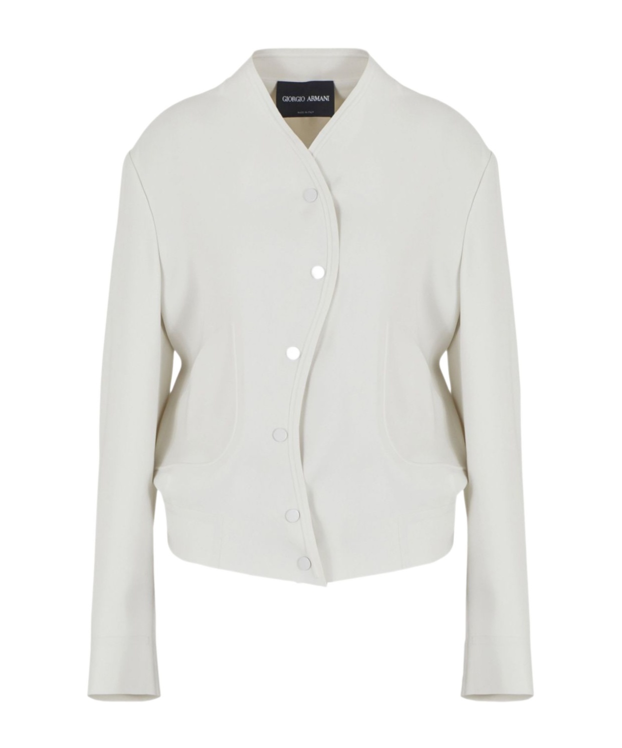Giorgio Armani Collarless Drop-shoulder Jacket In White