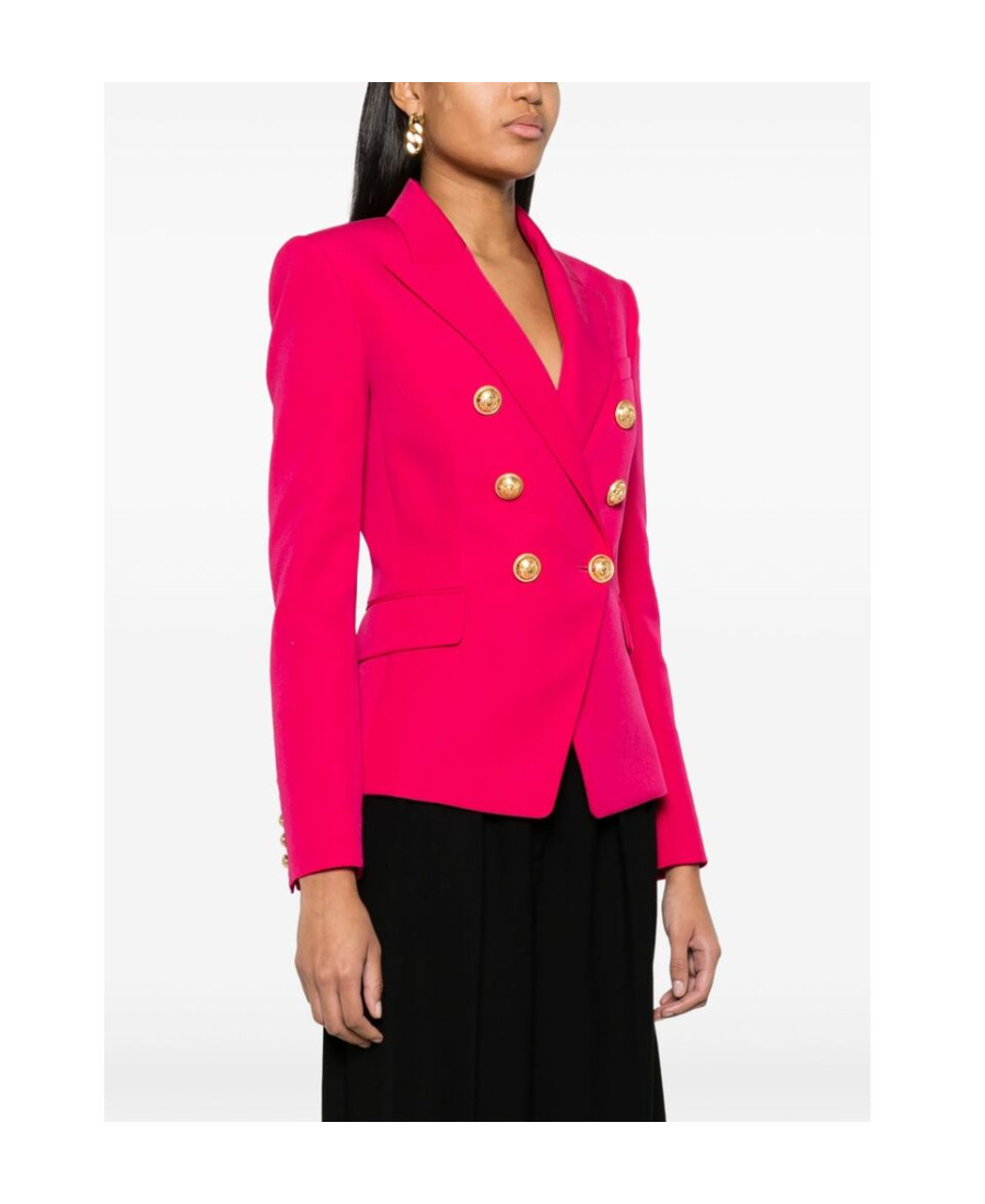 Balmain Double-breasted Grain De Poudre Cotton Blazer In Red