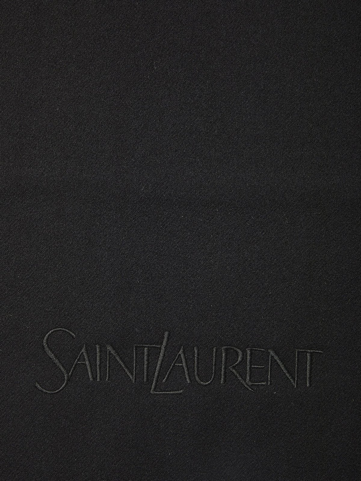 Saint Laurent Embroidered Logo Rectangular Scarf In Cashemre Jacquard Accessories In Black