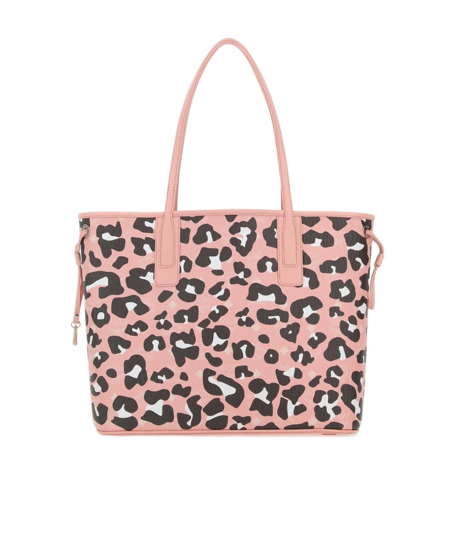 Mcm Leopard Print Drawtring Tote Bag In Pink