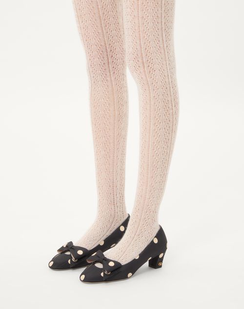 Valentino Polka Dot Satin Bow Pumps In Black/butter