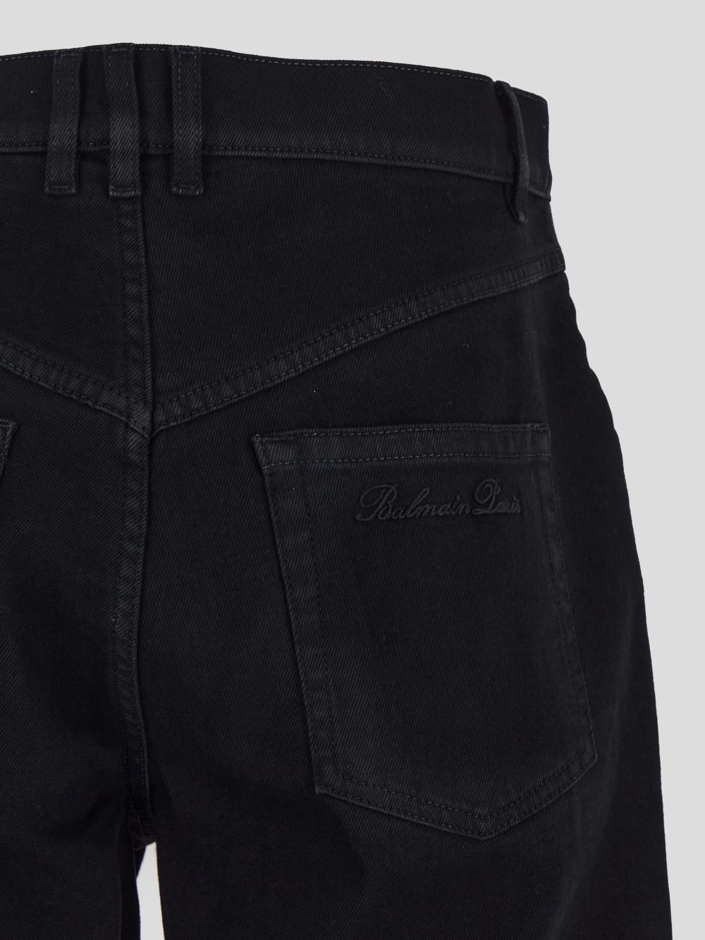 Balmain Regular Fit Denim Jeans With Chain Button Closure In Black