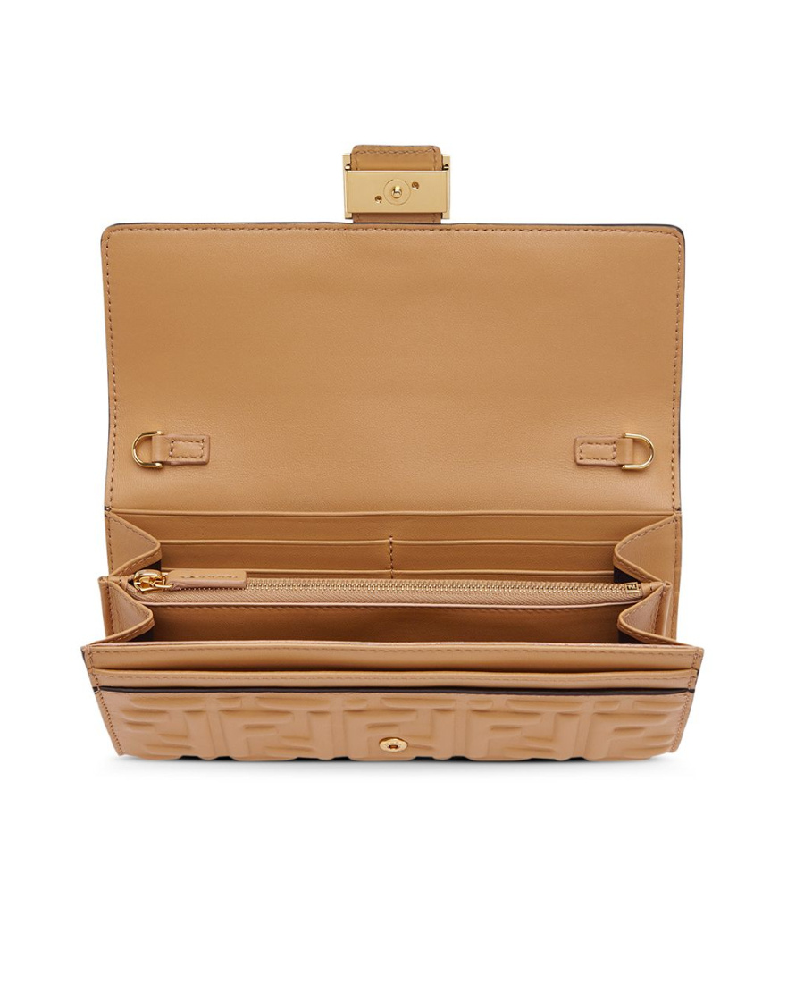 Shop Fendi Beige Nappa Leather Wallet In Nude