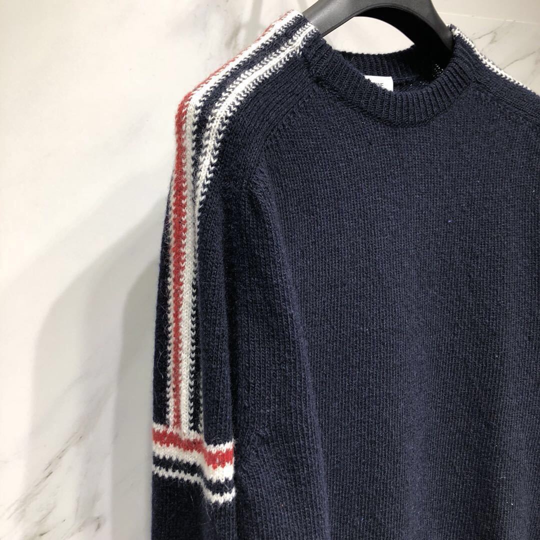 Thom Browne Rwb Intarsia Armband Tweed Pullover In Black