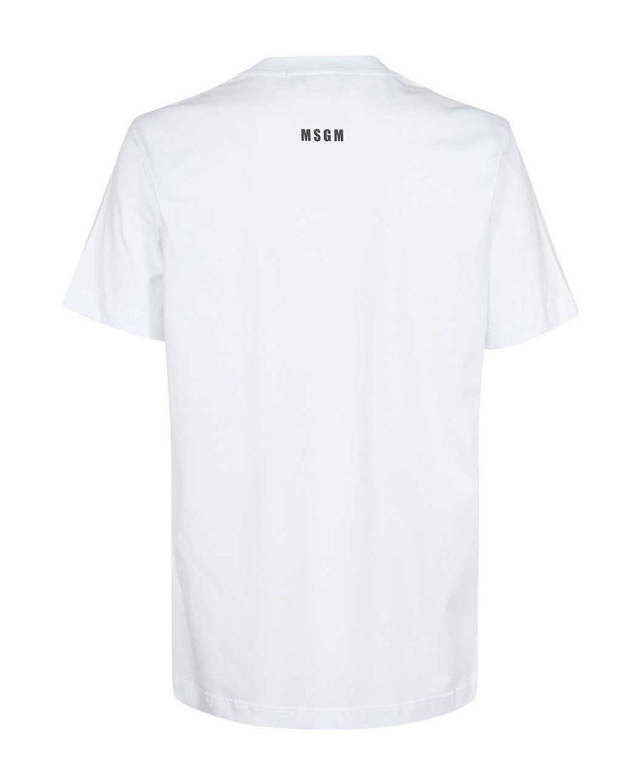 Msgm Cat-embellished Cotton T-shirt In White