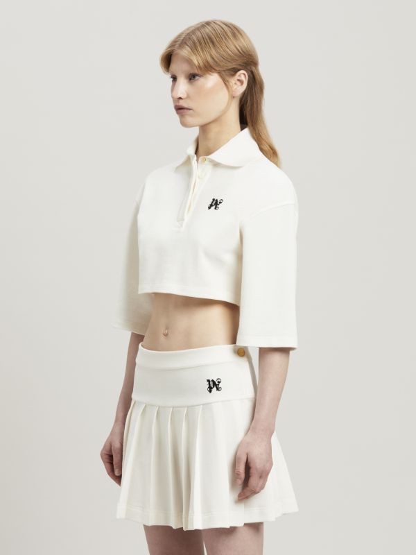 Palm Angels Polo Shirt With Monogram  Logo In White